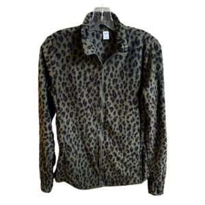 Women's Old Navy Active Green Cheetah Print Zip Up Jacket. Size Small